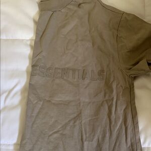ESSENTIALS Taupe Short Sleeve Embossed Logo Tee